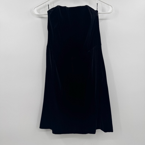 Zara Dress Women Small NEW Black Strapless Mini Velour Velvet Goth Witchy Dark - Picture 1 of 15